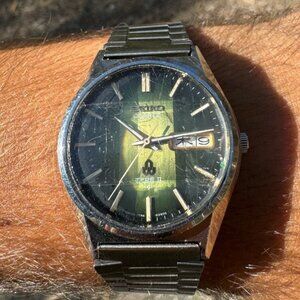 Vintage Seiko Type II 7546-8350 Green Dial Quartz 1970s